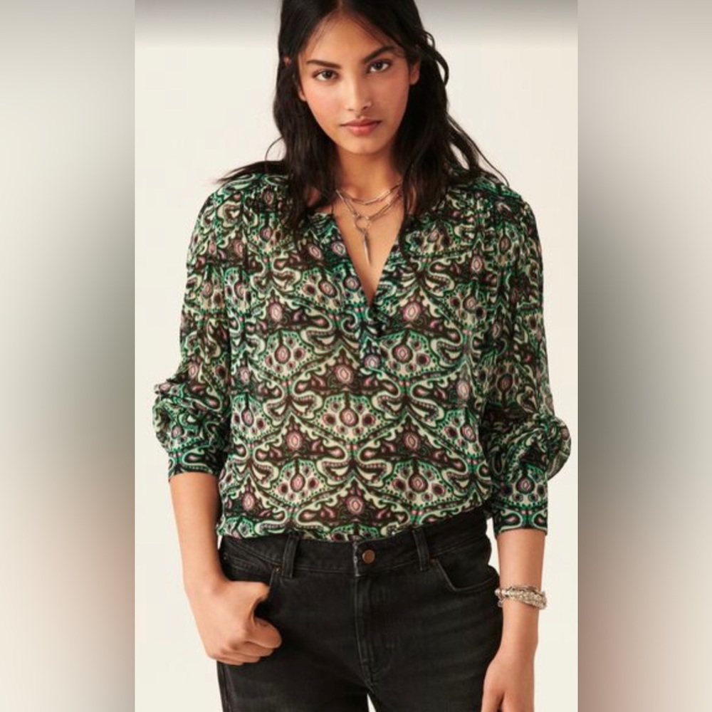 Ba&sh Fel Shirt Blouse, Green, Size S